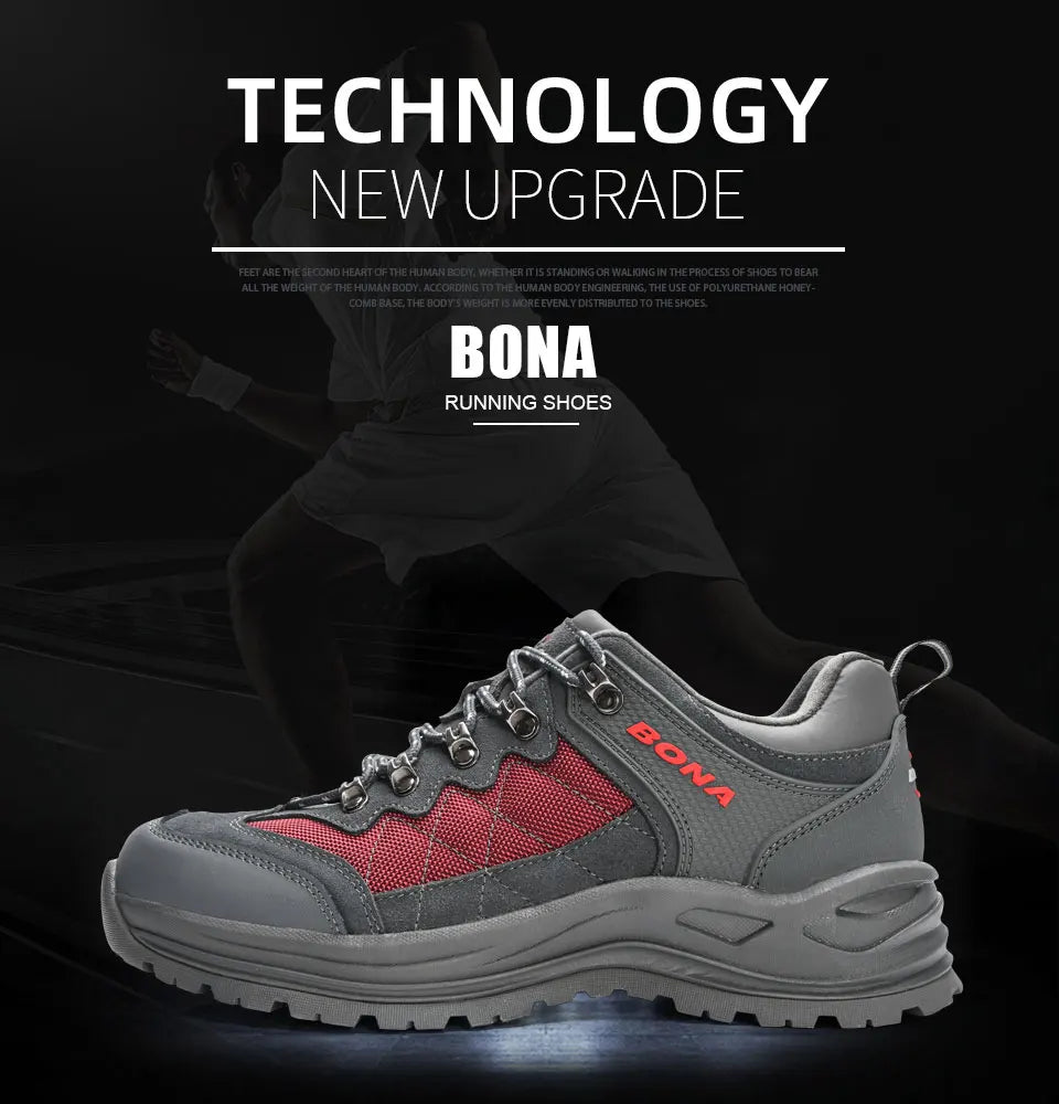 BONA 2023 New Designers Hiking Shoes Trekking Sneakers Men Shoes Man Trekking Walking Mansculino Fishing Camping Jogging Shoes