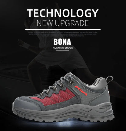 BONA 2023 New Designers Hiking Shoes Trekking Sneakers Men Shoes Man Trekking Walking Mansculino Fishing Camping Jogging Shoes