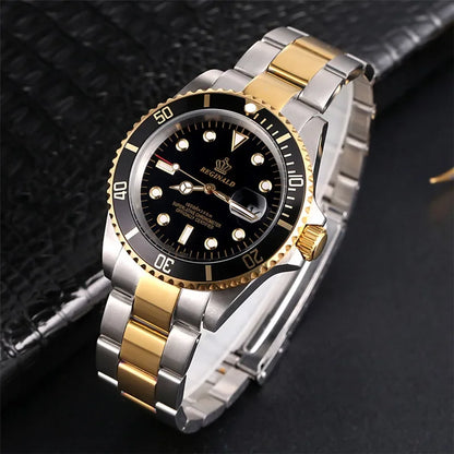 Reginald Men’s GMT Quartz Watch  Rotating Bezel, Sapphire Crystal, Date Display & Stainless Steel Sports Watch