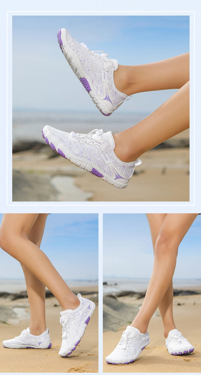 Sapatos para caminhar na água sem sapatos - Homem e Mulher - Sapatos de praia em malha de secagem rápida - Sapatos antiderrapantes para atividades ao ar livre - Sapatos unissexo para desportos aquáticos
