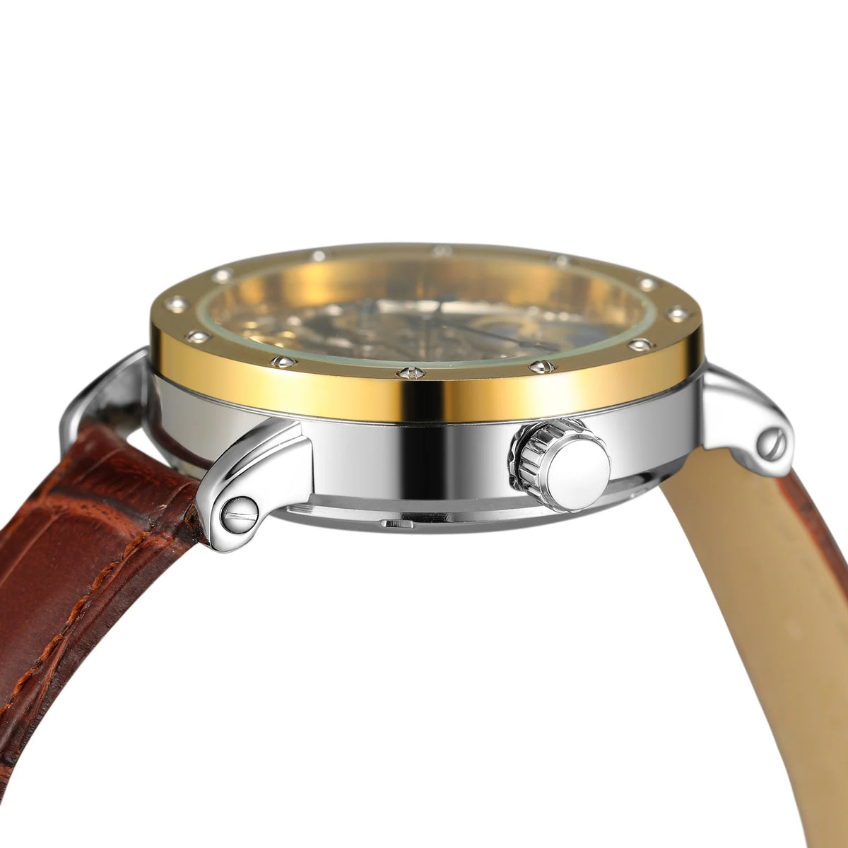 Reloj de pulsera mecánico automático SKROX para hombre, modelo esqueleto con función GMT, fase lunar y tourbillon: reloj de lujo de alta gama, elegante y original.