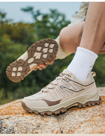 New Large Outdoor Mountaineering Shoes Men Spring and Autumn Mesh Breathable Sneakers Outdoor Travel Hiking Non-Slip Shoes