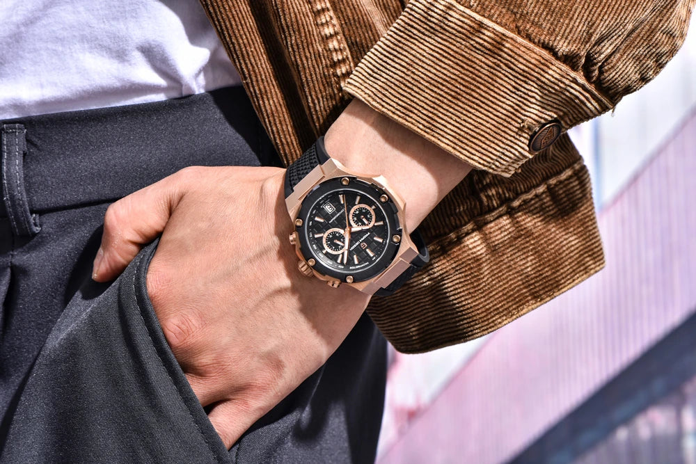 Relojes de cuarzo para hombre PAGANI DESIGN: cronógrafo deportivo de lujo, hermético, con agujas luminiscentes y cristal de zafiro con tratamiento antirreflectante