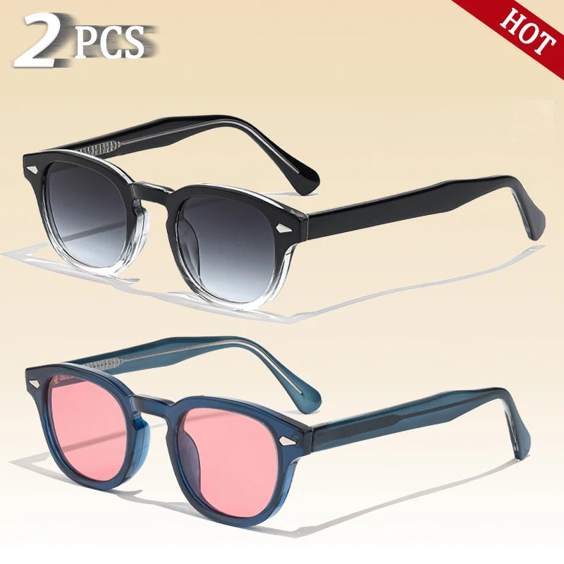 CATERSIDE Retro Small Circular Sunglasses Men Punk Propionic Luxury Brand Design Sun Glasses Women Business Party Eyewear UV400