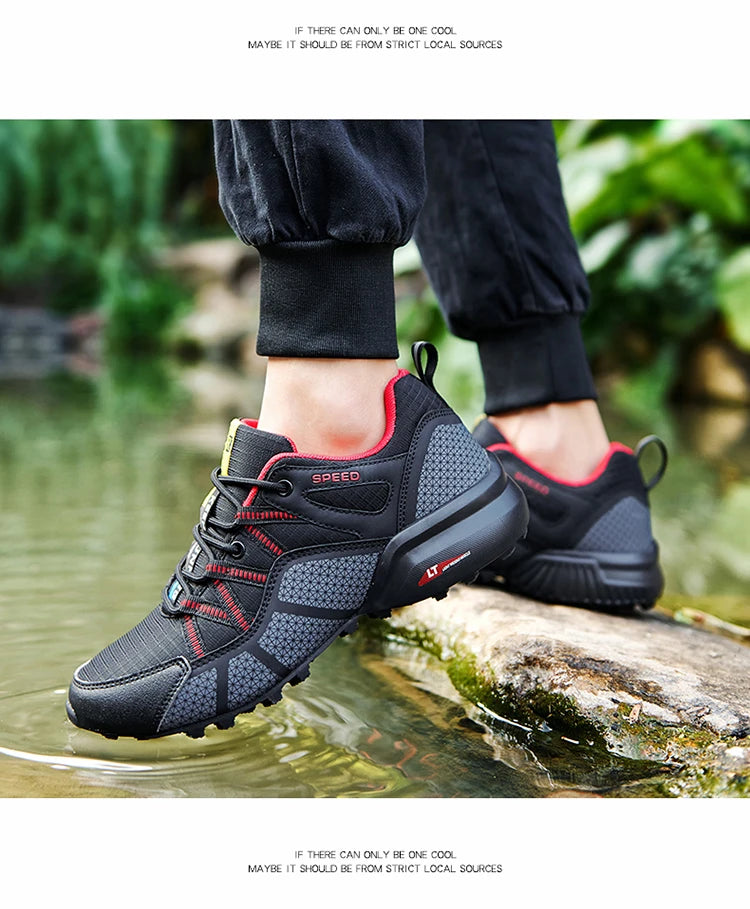 Scarpe da trekking da uomo all-terrain, scarpe sportive outdoor in mesh traspirante, antiscivolo e resistenti all’usura, scarpe da trekking e ciclismo outdoor