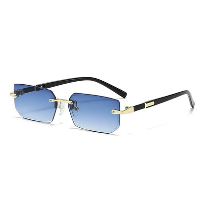Vintage Rectangle Sunglasses Men New Rimless Fashion Beach Shades Women Trendy Luxury Brand Design Casual Anti-UV Sun Glasses