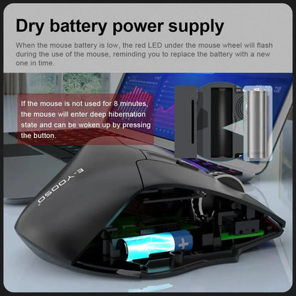 E-YOOSO X-31 USB 2.4G bezdrátová herní velká myš pro velké ruce PAW3212 4800 DPI 5 tlačítek pro hráče, počítač, notebook a PC