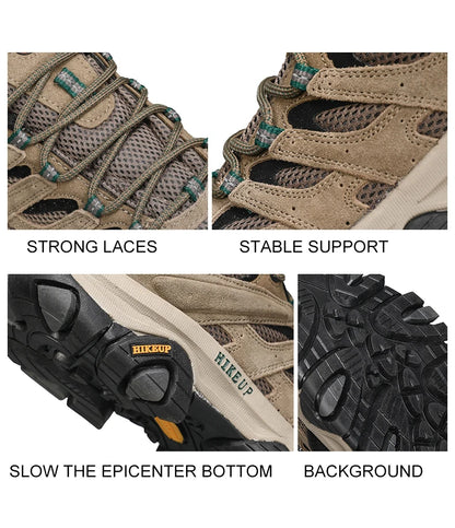 HIKEUP: Zapatillas de senderismo para hombre, de diseño, para escalada y trekking, de cuero, para deportes al aire libre, trabajo y carrera.