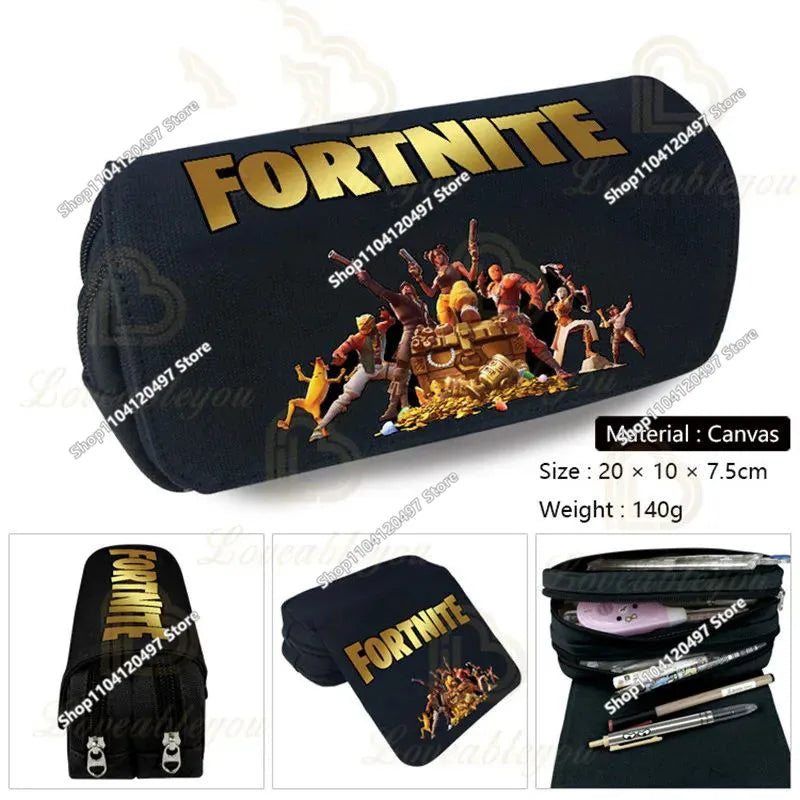 Victory Royale Student Boys Girls Fortnited Capacity Stationery PencilCase Peely Llama Hero Children's Pen Box Kids Teen Bags