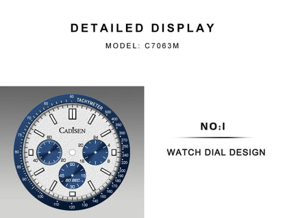 CADISEN 2024 New Men Watches Quartz Business Watches Japan VD53 Mens Clock Top Brand Luxury Watch Men Chronograph Watch for Men
