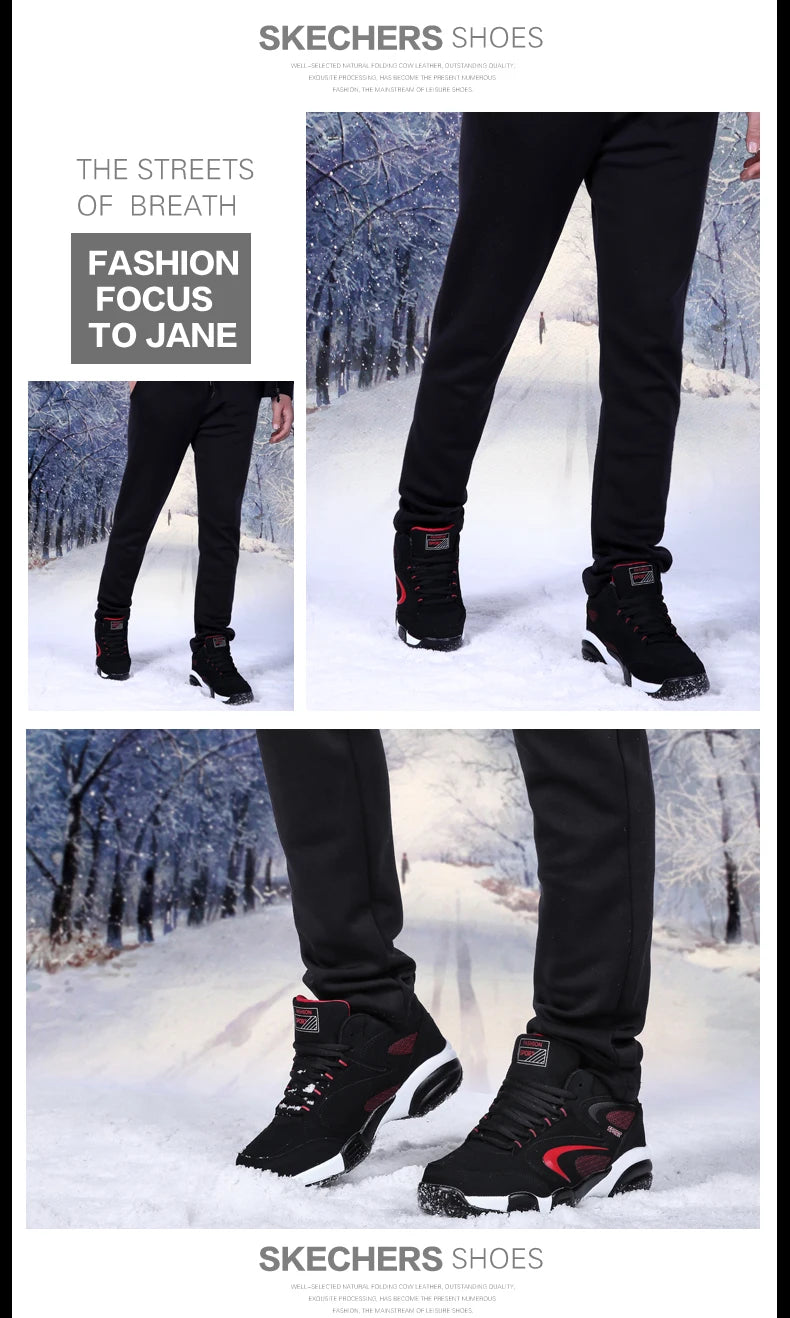 Botas de neve para homem, quentes para o inverno, casal, ténis casuais, moda, couro, desporto ao ar livre, corrida, ténis, homem, antiderrapantes, tamanho grande 48, ténis desportivos