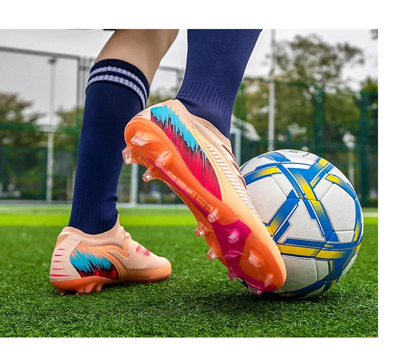 Men Football Boots Shoes FG Soccer Shoes Non-Slip Cleats Ultralight Soccer Match Long Spikes Outdoor Training Drop Shipping