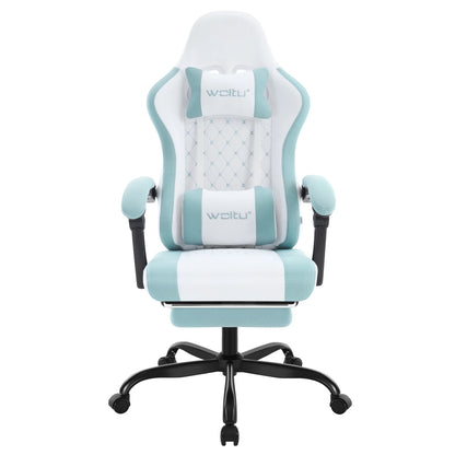 WOLTU Massage Gaming Chair Ergonomic Swivel Computer Chair with Pillow & Footrest Adjustable Headrest Lumbar Support Gamer Chair