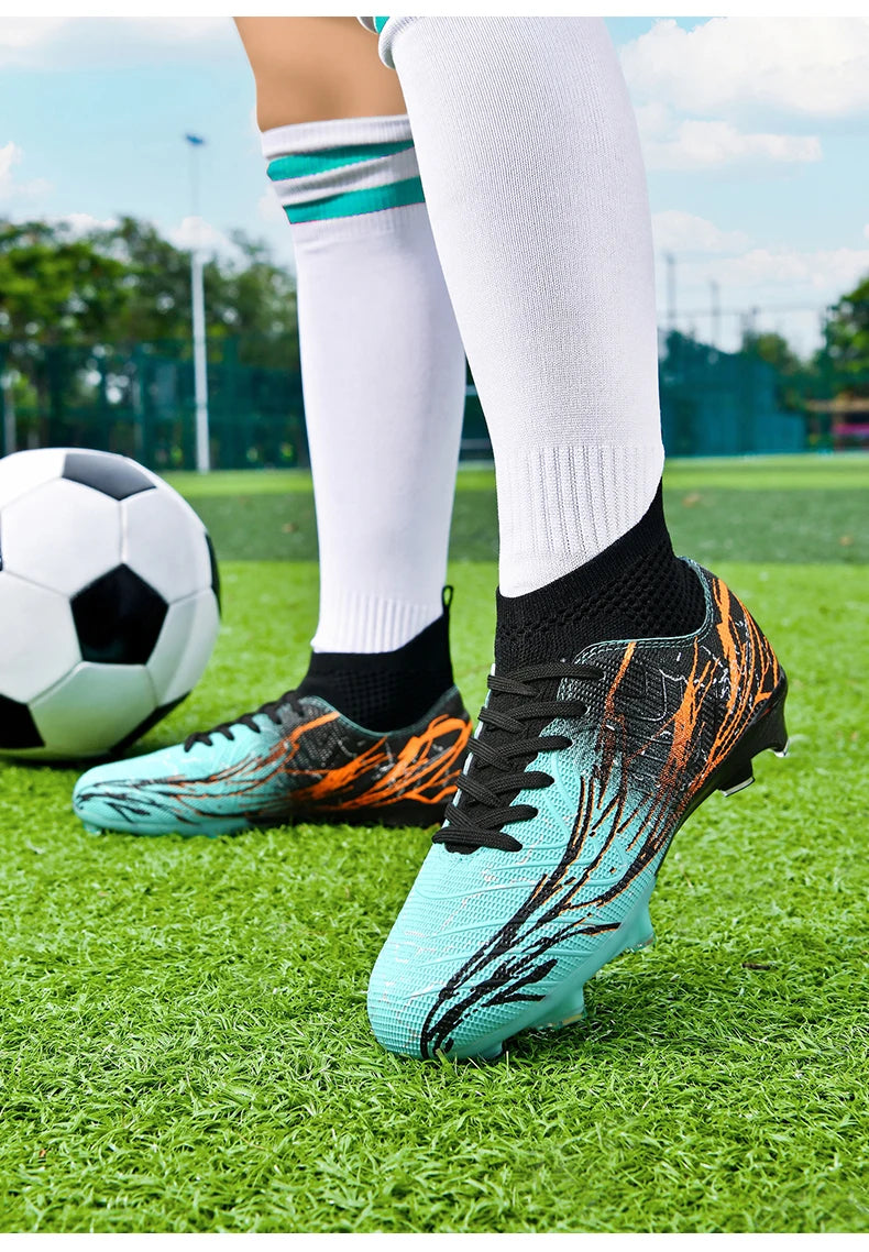 Chaussures de football à crampons FG pour terrain ferme, coupe basse, à lacets, pour hommes, professionnelles, antidérapantes, résistantes à l'usure, pour entraînement sur herbe naturelle