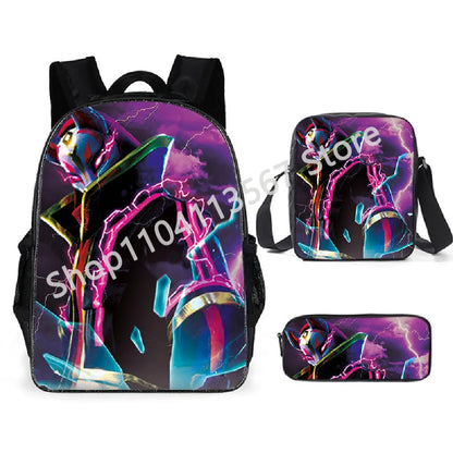 „Fortnite Kids“ 3 vnt. kuprinių rinkinys: moteriškos kuprinės, biuro reikmenys paauglėms mergaitėms ir berniukams, nešiojamojo kompiuterio kuprinė, kasdieninė kelioninė kuprinė