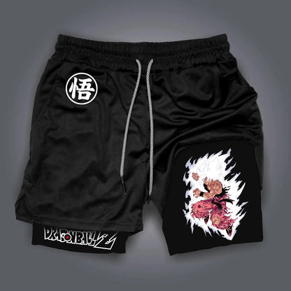 Dragon Ball Anime GOKU Peripheral Printed Double-layer Shorts, American Sporty Summer Men's Loose and Breathable Pants