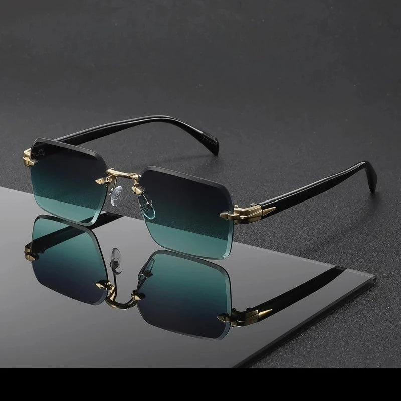 Metal Rimless Sunglasses Metal Hinges Men's Women's Beveled Edge Outdoor UV Protection Eyewear Brand Designer Stylish Glasses