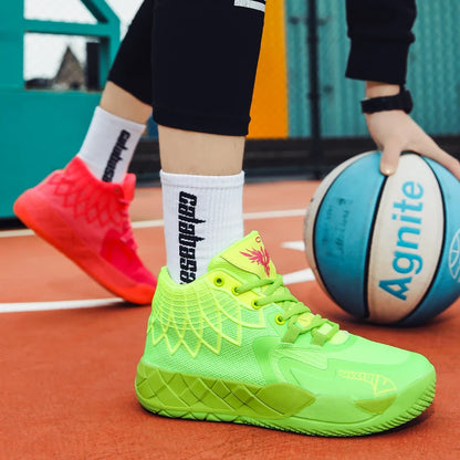 Mládežnické basketbalové boty pro skutečný boj, outdoorové, pohodlné, s odpružením, odolné proti opotřebení, módní, prodyšné