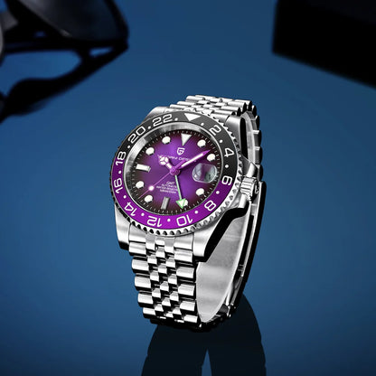 Mechanické pánske hodinky Pagani Design GMT – Luxusný model so zafírovým sklom, puzdrom z nehrdzavejúcej ocele a keramickou lunetou – Automatické pánske hodinky v profesionálnom štýle