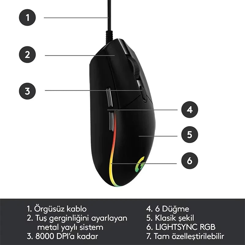 Logitech G305 G304 Gaming Mouse High DPI Precise Positioning Long Lasting Battery Perfect for Home Office Travel PC Gamer