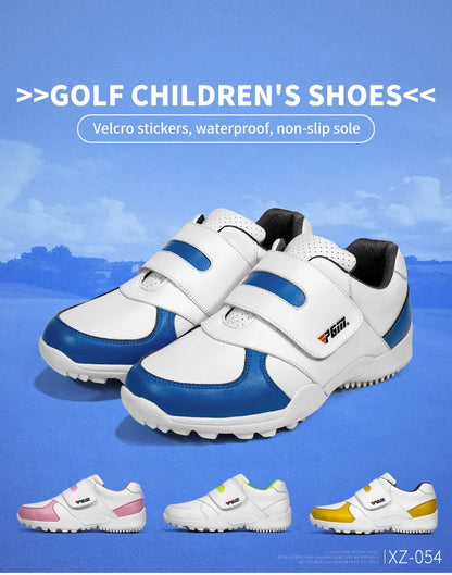 PGM Chaussures de golf pour enfants (filles et garçons) - Baskets d'extérieur antidérapantes en cuir pour enfants - Chaussures de sport XZ054