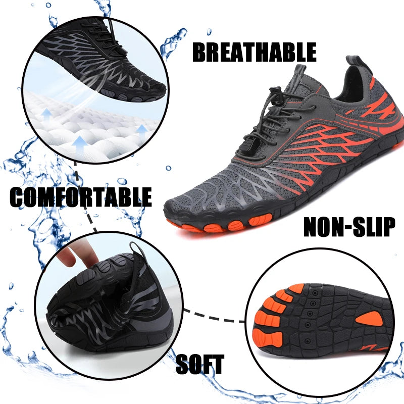 Men Water Shoes Women Beach Barefoot Aqua Shoes Quick Dry Swimming Wading Sports Sneakers Upstream Boating Fishing Surf Sneakers