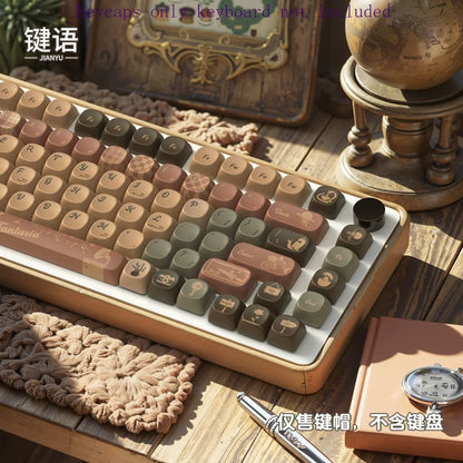 Coffee, Fantasy Dust MOA Keycap PBT 112 Key, Customized for 60/84/98/108MX Switch Mechanical Keyboard
