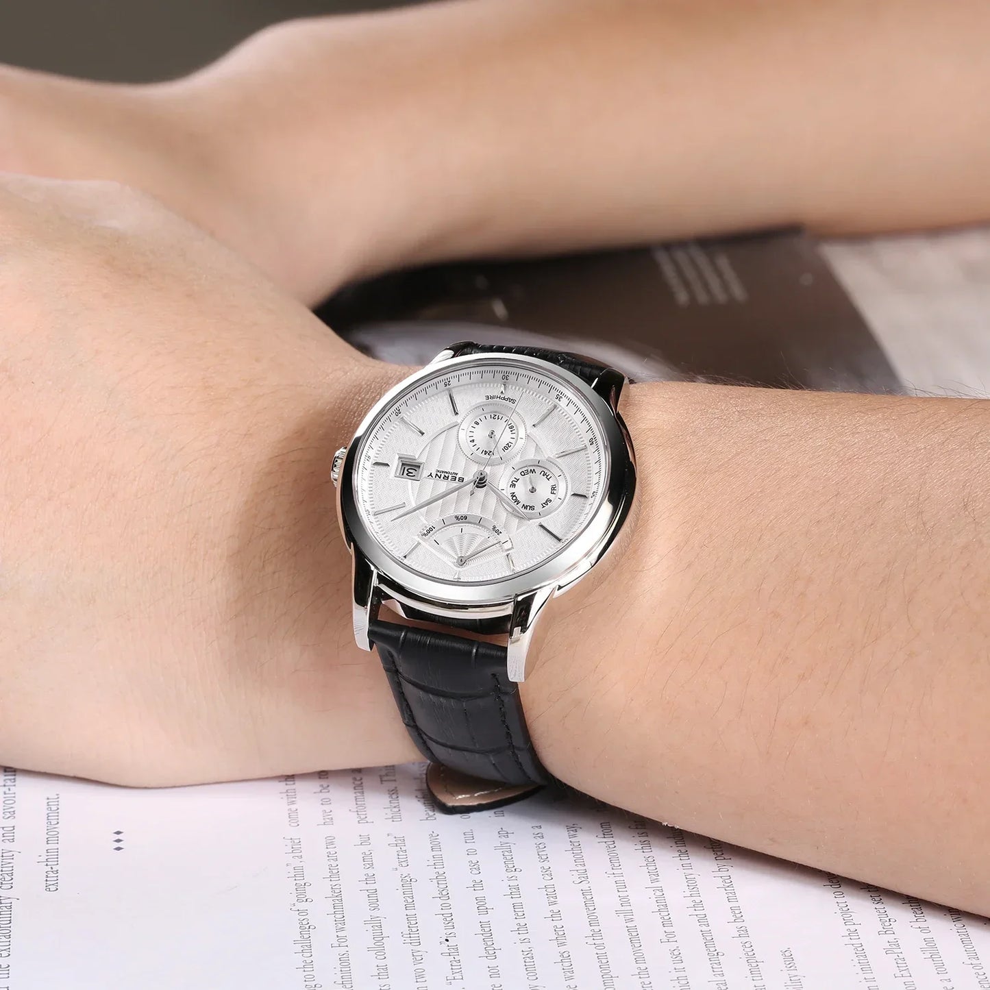 BERNY Luxury Automatic Mechanical Watch for Men Calendar Sapphire MIYOTA 9110 Dress Business Wristwatch High-end Men's Watches