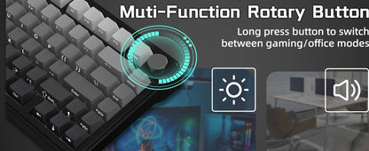 Teclado mecânico ATTACK SHARK X85 Tri-mode Gasket 75% com botão CNC, acolchoamento de 5 camadas, hot-swappable, retroiluminação RGB, NKRO