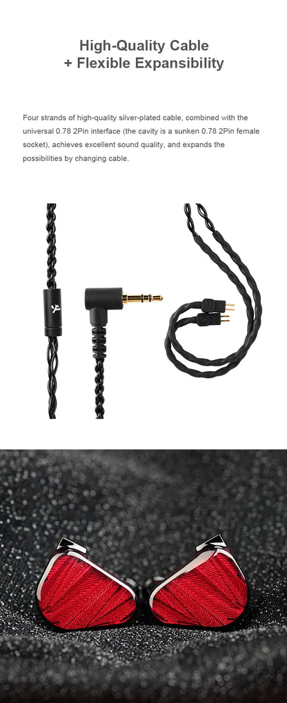 TRUTHEAR x Crinacle ZERO:RED kabelgebundene audiophile In-Ear-Kopfhörer mit dualem dynamischem Treiber, 0.78 2Pin HiFi-Kopfhörer