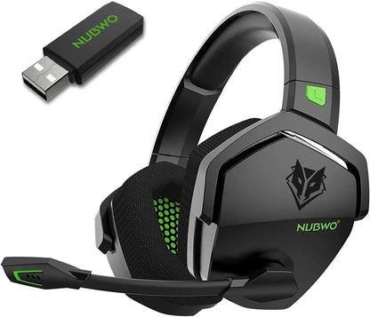NUBWO G06 Double Casque Gaming Sans Fil 2.4GHz Bluetooth 5.3 avec Micro pour PS5, PS4, PC, Mobile, Switch, Son Stéréo pour Joueurs