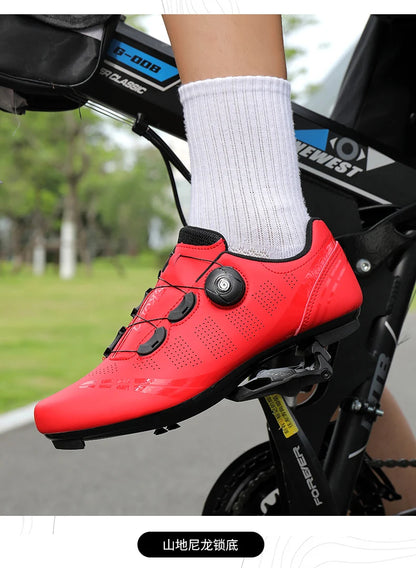 Zapatillas de ciclismo para hombre, bicicletas de carretera, mujer, competición, con cierre automático, velocidad, zapatillas deportivas de ciclismo, zapatillas de ciclismo con calas SPD para mujer