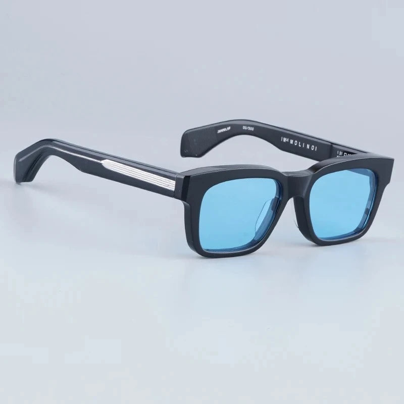 JMM Molino Square Sunglasses with Rivet Handmade Classical Vintage Acetate Designer Brand Prescription Eyeglasses with Case