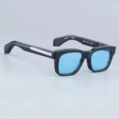 JMM Molino Square Sunglasses with Rivet Handmade Classical Vintage Acetate Designer Brand Prescription Eyeglasses with Case