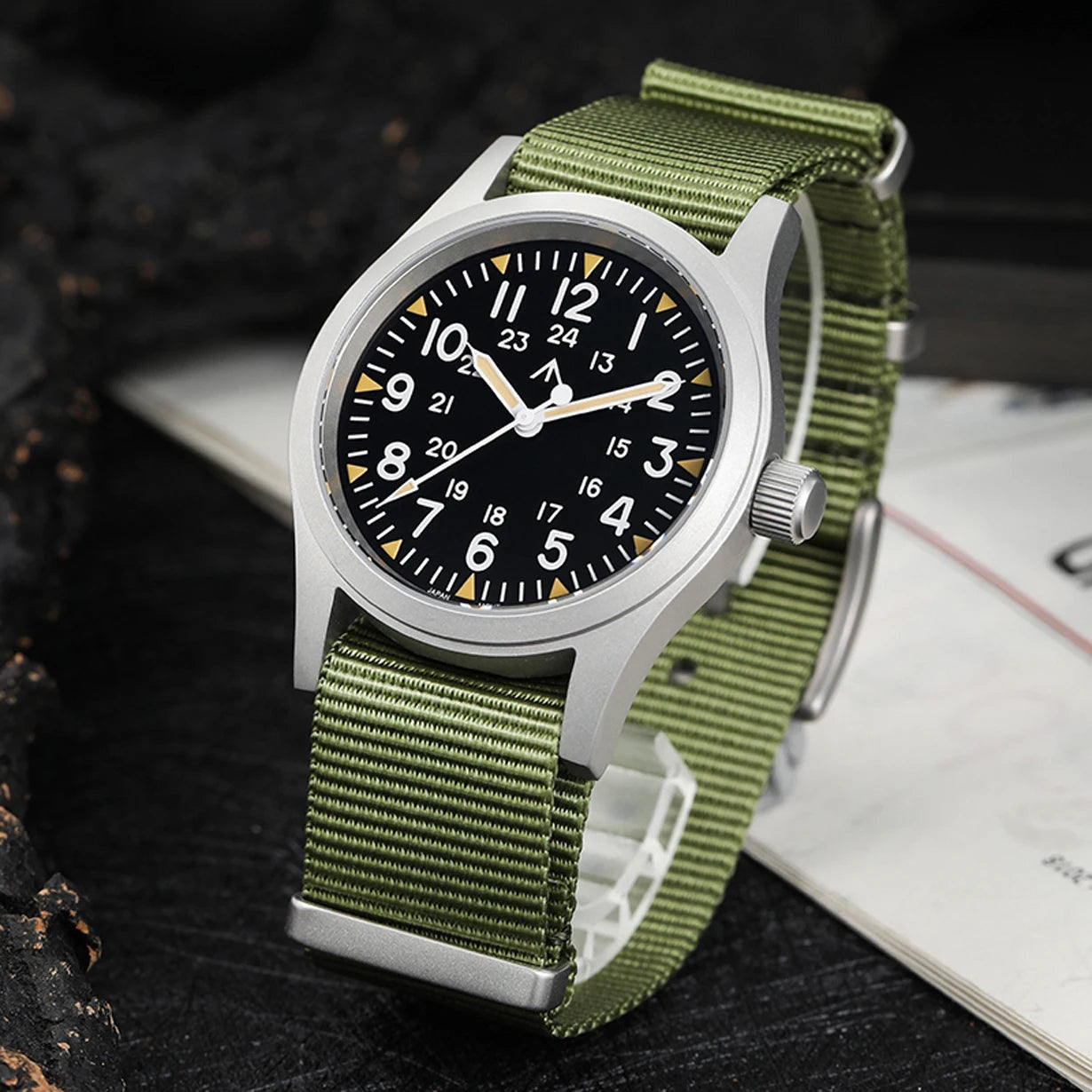 Militado ML05 38mm Vintage Watch VH31 Quartz Movement Field Watches Domed Sapphire Crystal With High Clear AR Coating Wristwatch
