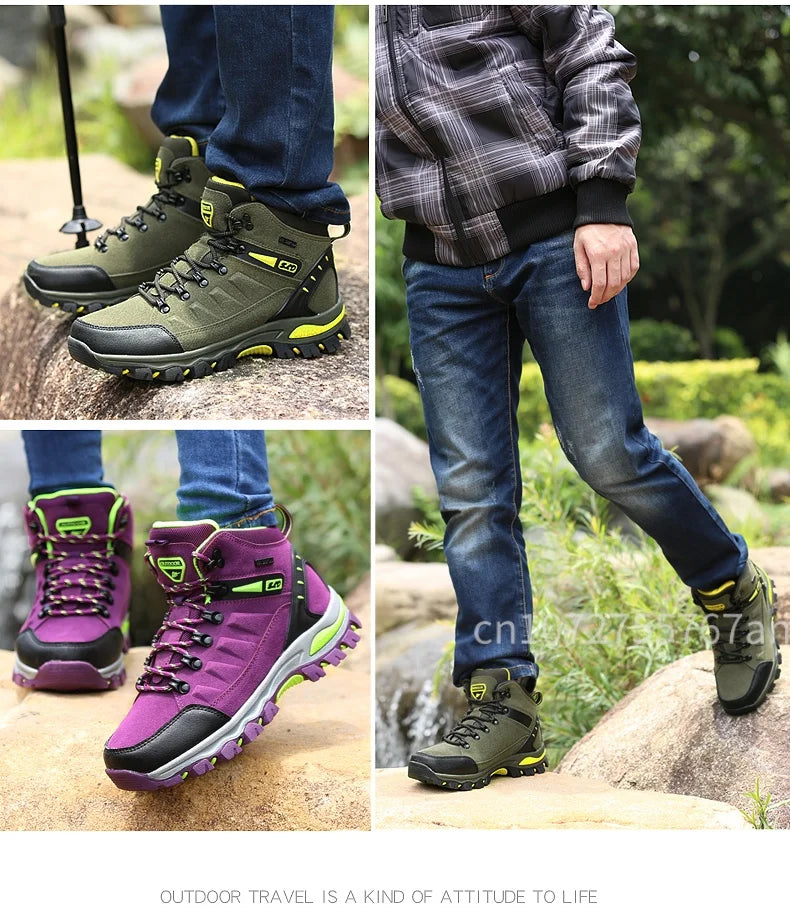 Couples Outdoor Hiking Shoes Comfortable Wear-Resistant Camping Climbing Mountain Shoes Breathable Sports Shoes Camping Boots