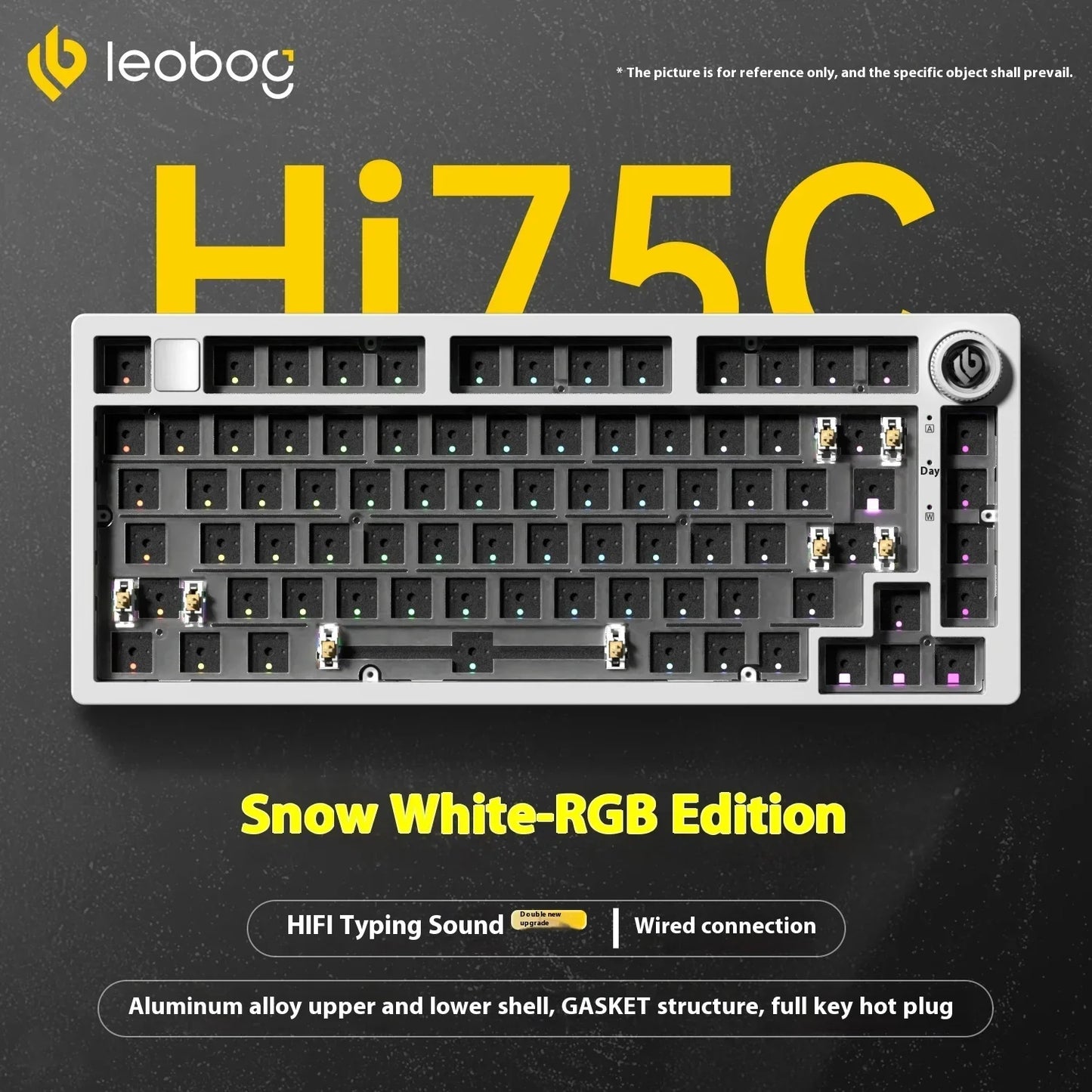 Kit tastiera meccanica LEOBOG Hi75C 3 modalità/cablata Hot Swap con manopola, RGB, guarnizione in lega di alluminio, kit tastiera Hi75C per PC, regalo personalizzato