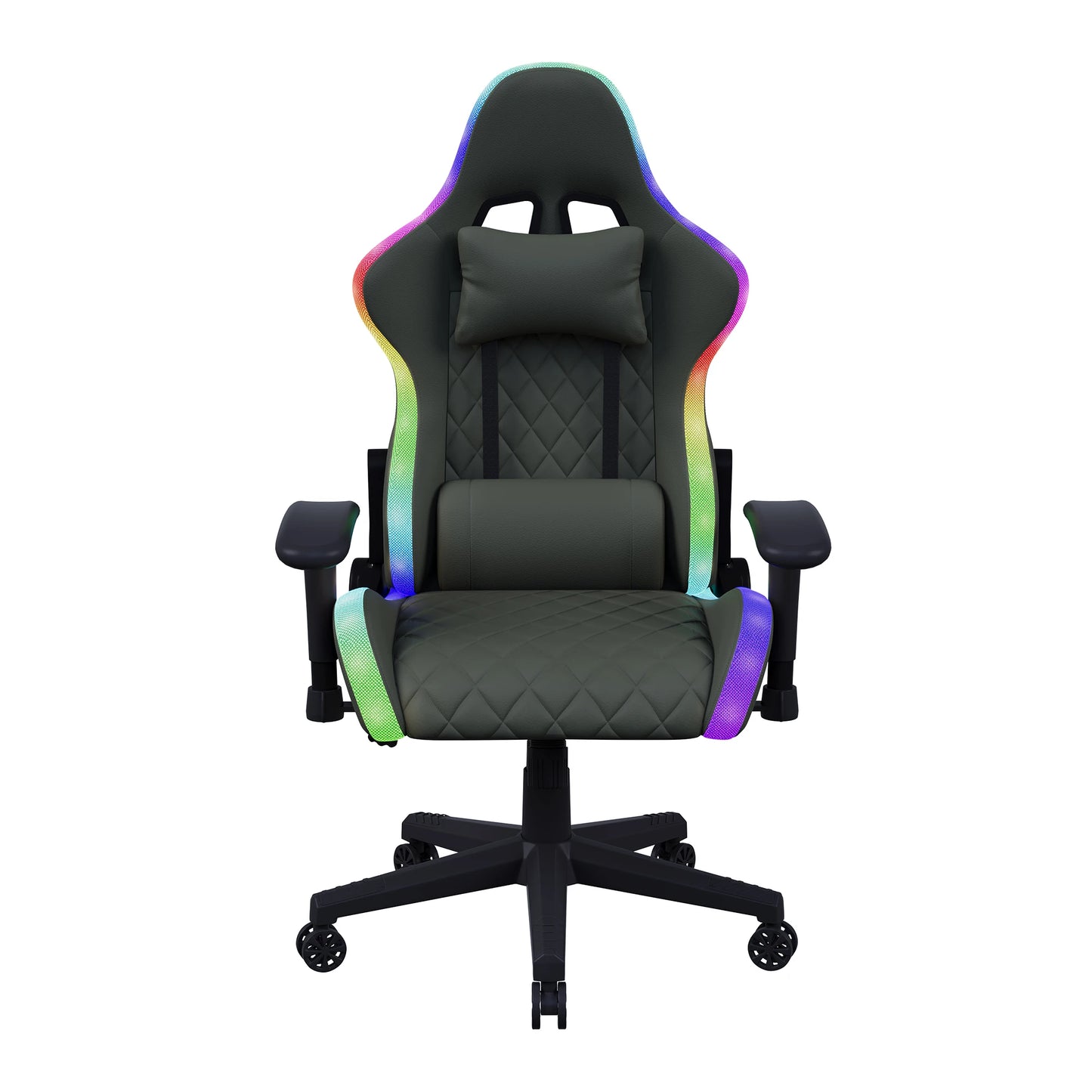 Rosahqnda Gaming Chair with Massage Function, Adjustable backrest,Computer Chair,with ambient light,Lumbar Cushion, Pillow,150 KG