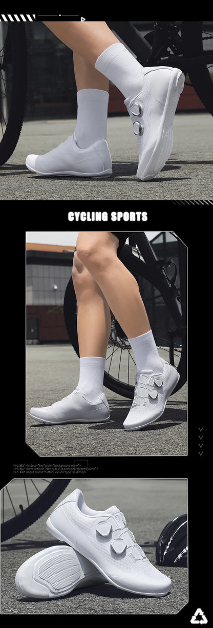 Speed Cycling Sneaker Herre-cykelsko til landevejscykling med klamper SPD-sko Cykelsko til flade pedaler Herre-cykelsko til udendørs brug Hvid
