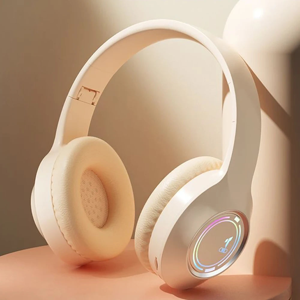Casque de jeu KEBIDUMEI RGB, circumaural, Bluetooth 5.4, prise en charge de la connexion filaire 3,5 mm, lecture sur carte TF, écouteurs tri-mode.