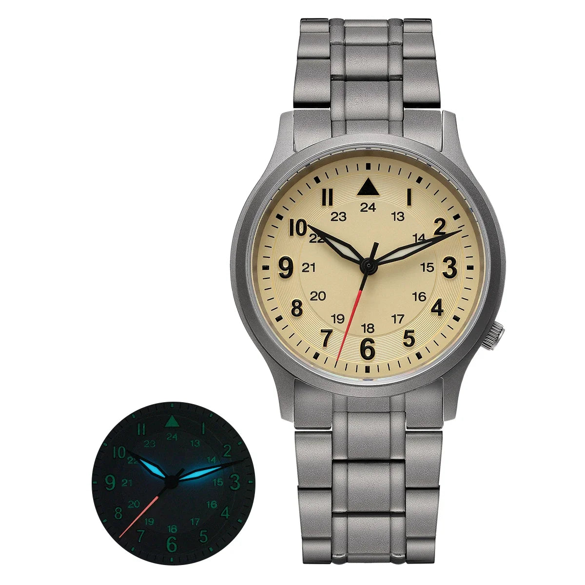 BERNY Titanium Watches for Men Classic Men's Field Watch Easy Read Outdoor Quartz Wristwatch Super Luminous Sapphire 5ATM