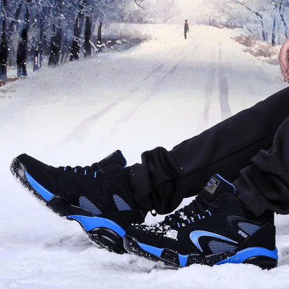 Botas de neve para homem, quentes para o inverno, casal, ténis casuais, moda, couro, desporto ao ar livre, corrida, ténis, homem, antiderrapantes, tamanho grande 48, ténis desportivos
