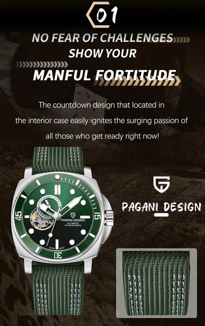 PD1736 PAGANI DESIGN 2025 Men Automatic Mechanical Watches Casual Fashion Sapphire Stainless Steel Diving TMI NH39 Reloj Hombre