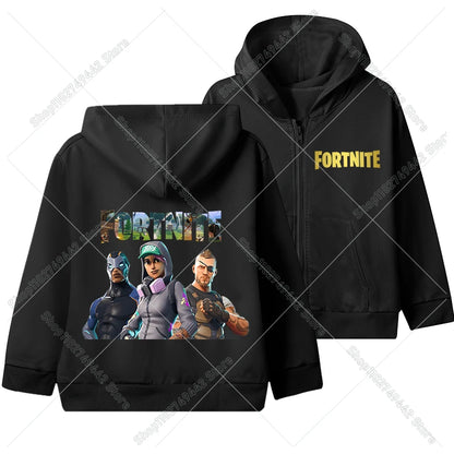 Juego de moda: sudaderas con capucha y cremallera de Fortnite. Chaqueta con capucha para niños. Sudadera fina de otoño. Ropa de manga larga para niño. Abrigo con capucha informal.