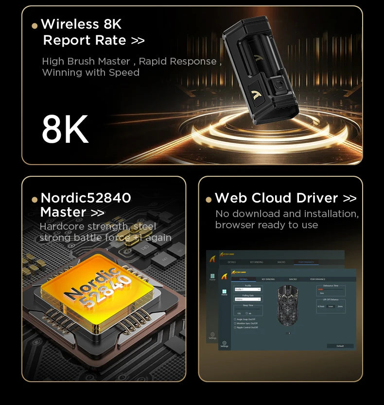 ATTACK SHARK R5 ULTRA Kabellose Gaming-Maus – 8K Polling, PAW3950MAX-Sensor, 42,000 DPI, ultraleicht aus Carbonfaser für Pro-Esport