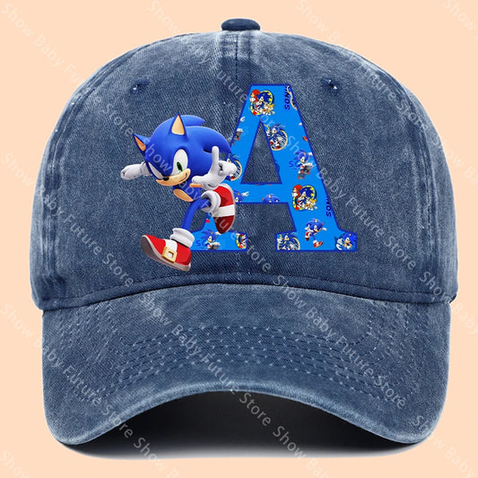 New Cartoon Cute Retro Baseball Caps Sonics Letter Man Boys Hat Hip Hop Breathable Mesh Hats Cute Anime Sunbonnet Birthday Gifts