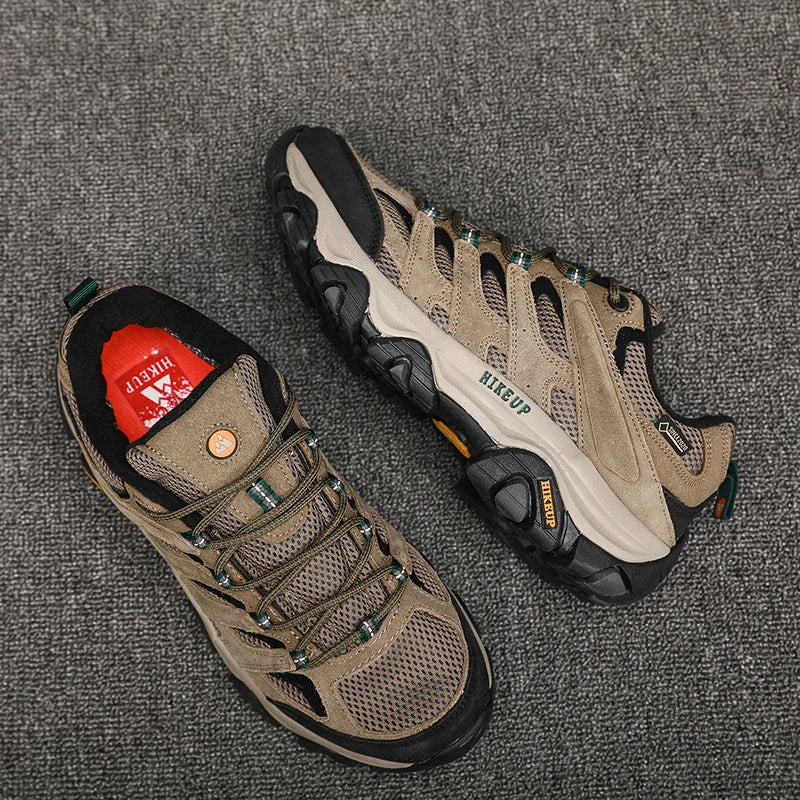 HIKEUP: Zapatillas de senderismo para hombre, de diseño, para escalada y trekking, de cuero, para deportes al aire libre, trabajo y carrera.