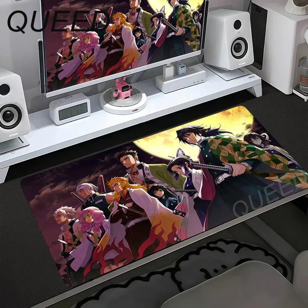 Podloga za računalni stol i tipkovnicu, anime podloga za miš, kawaii djevojka, 900x400mm, gumena protuklizna podloga za miš, Demon Slayers XL