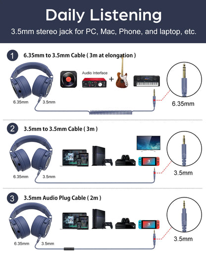 Oneodio Monitor 60 Wired HiFi Headphones Professional Studio DJ Headphones Stereo Over Ear Headset With Hi-Res Audio Microphone