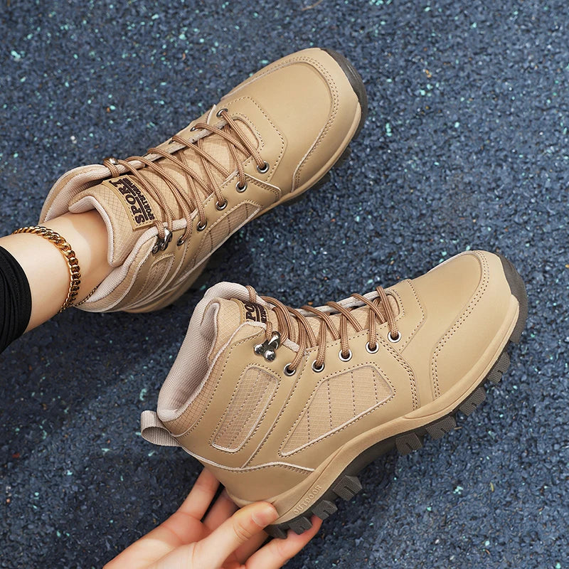 Scarpe sportive da donna bianche, casual, antiscivolo, da corsa, per escursioni all’aperto, arrampicata, impermeabili, traspiranti, con lacci, con suola rialzata